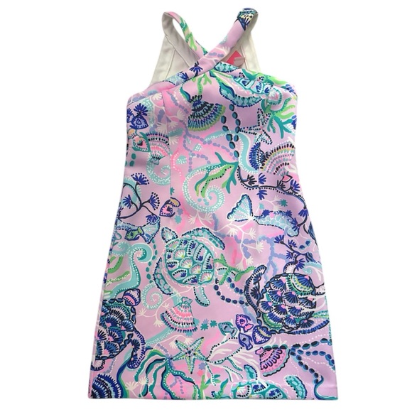 Lilly Pulitzer Girls Sleeveless White Ocean Themed Pastel Preppy Dress - 10 - Picture 6 of 7
